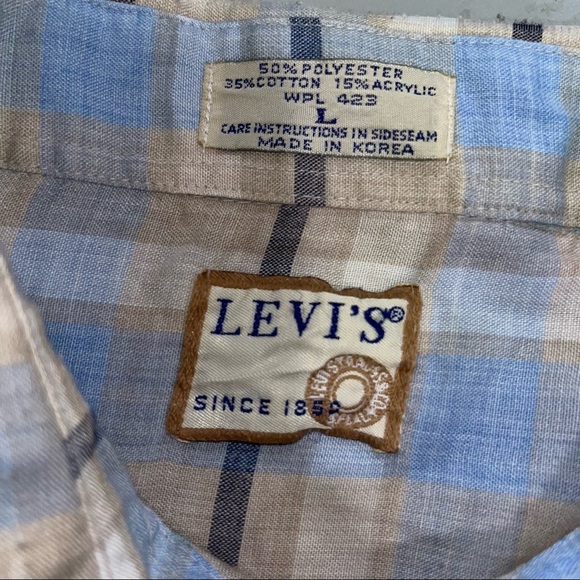 Vintage White Tab Levi’s Plaid Pearl Snap Shirt - Picture 5 of 9